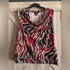 Alfani Women's Red and Black Abstract Blouse